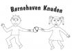 Børnehaven Knudens logo forestiller to børn der spiller med en bold